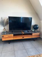 volhouten tv meubel met marmeren blad, Huis en Inrichting, Fauteuils, Ophalen, 75 tot 100 cm, 75 tot 100 cm, Gebruikt