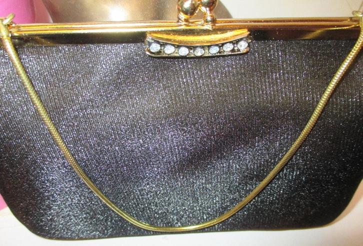 Zwart avond tasje, vintage jaren 50-60 , perfecte staat, Handtassen en Accessoires, Tassen | Damestassen, Zo goed als nieuw, Avondtasje