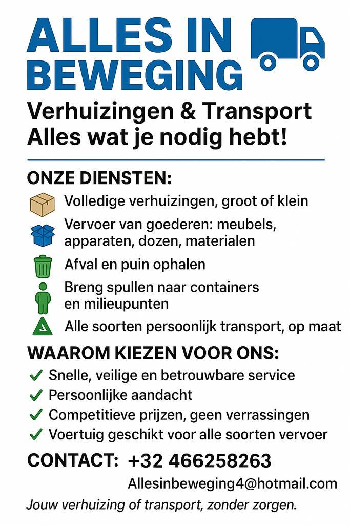 Verhuizingen & Transport Alles wat je nodig hebt!, Diensten en Vakmensen, Verhuizers en Opslag