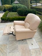 2 beige lederen relaxzetels, Ophalen, Gebruikt, Minder dan 75 cm, Modern klassiek