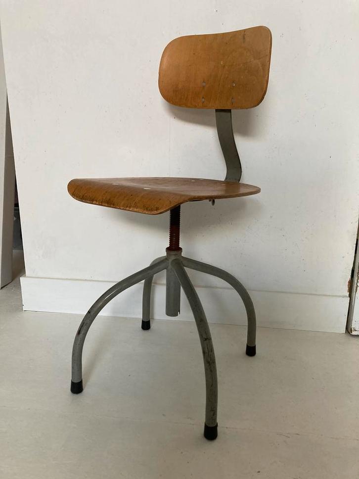Vintage '50-'60 architectenstoel / Franse tekenkruk, Huis en Inrichting, Bureaustoelen, Gebruikt, Bureaustoel, Ophalen