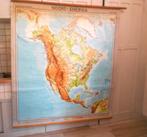 ancienne carte geographique scolaire suspendre Noord America, Ophalen, Aardrijkskunde