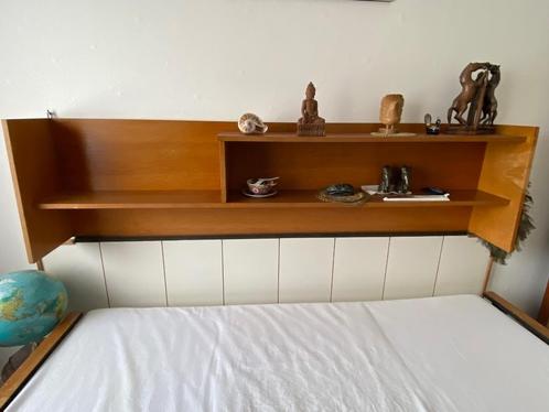 Houten 1 persoonsbed, Huis en Inrichting, Slaapkamer | Bedden, Gebruikt, Eenpersoons, 90 cm, 190 cm of minder, Hout, Beige, Ophalen
