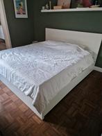 malm bed frame 180x200 ikea met steunbalk 4 schuiven, Huis en Inrichting, Slaapkamer | Bedden, Ophalen, Zo goed als nieuw, Wit