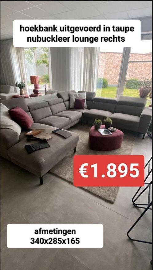 Nouveau canapé d'angle U-sofa en cuir nubuck taupe maintenan, Maison & Meubles, Mobilier complet, Enlèvement ou Envoi