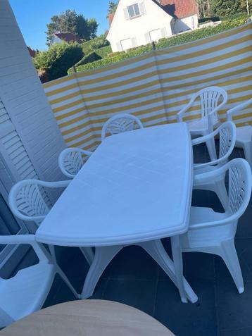 plastieken tuintafel 220x100 met 18 stoelen beschikbaar voor biedingen