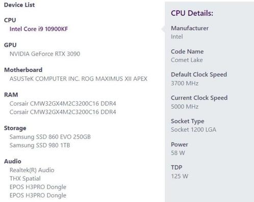 CPU(I910900KF)+Carte Mère (ASUS Rog Maximus Apex XII) +RAM, Computers en Software, Processors, Zo goed als nieuw, 10-core, 4 Ghz of meer