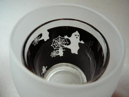 halloween glas voor T lichtje spook , spinnenweb, Hobby en Vrije tijd, Feestartikelen, Nieuw, Versiering, Ophalen of Verzenden