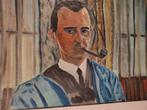 Man met pijp Jaren 20 olie op doek Prosper de Troyer?, Antiek en Kunst, Ophalen