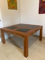 Teakhouten tafel, Huis en Inrichting, Tafels | Salontafels, Ophalen, Teck + pierre bleue, Vierkant, Zo goed als nieuw