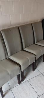 6 lederen stoelen met rotan rug, voor veranda of eetplaats, Ophalen