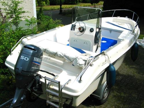 boot, Watersport en Boten, Motorboten en Motorjachten, Gebruikt, Polyester, Tot 6 meter, Benzine, Buitenboordmotor, 50 pk of meer