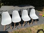 Witte eetkamerstoelen 4 stuks, Huis en Inrichting, Ophalen, Kunststof, Gebruikt, Wit