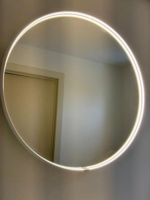 Badkamerspiegel rond (80cm) / mat wit / led / verwarming in, Huis en Inrichting, Woonaccessoires | Spiegels, Nieuw, 75 tot 100 cm