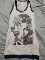 zeer mooie jurk van zijde en katoen met zwart kant S, Kleding | Dames, Jurken, Ophalen of Verzenden