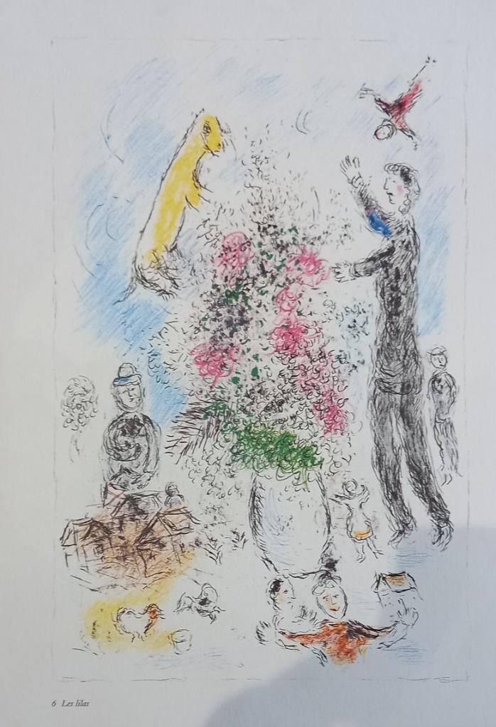 Lithografie Marc Chagall Dubbelzijdig bedrukt, Antiek en Kunst, Kunst | Litho's en Zeefdrukken, Ophalen of Verzenden