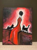 Peinture d'une dame moderne avec des chats, Enlèvement ou Envoi