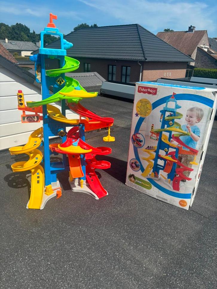 Fisher-Price Little People Garage met doos, Kinderen en Baby's, Speelgoed | Overig, Zo goed als nieuw, Ophalen
