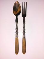 1900-1910 Lepel en vork slabestek hoorn en massief zilver, Ophalen of Verzenden
