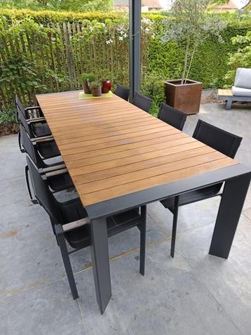 Tuintafel uittrekbaar + 8 stoelen Bristol, Tuin en Terras, Ophalen, Gebruikt, Rechthoekig, Aluminium