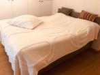Grijze boxspring 1m60 GEEN KOERIERDIENST, Huis en Inrichting, Slaapkamer | Bedden, Ophalen, Tweepersoons, Zo goed als nieuw, 200 cm