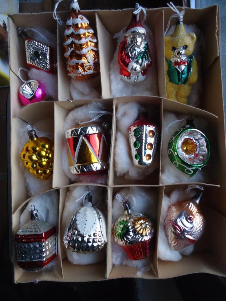 Set oude glazen kerstballen, Diversen, Kerst, Ophalen of Verzenden