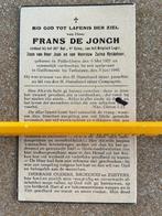 Bp SOLDAAT 30 BAT,4de COMPANY DHR FRANS DE JONGH,verdronken, Bidprentje, Ophalen of Verzenden