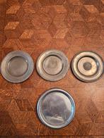 Set van 4 antieke tinnen borden - klassiek decor, Ophalen