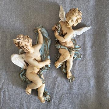 Vintage set van 2 cherub engeltjes