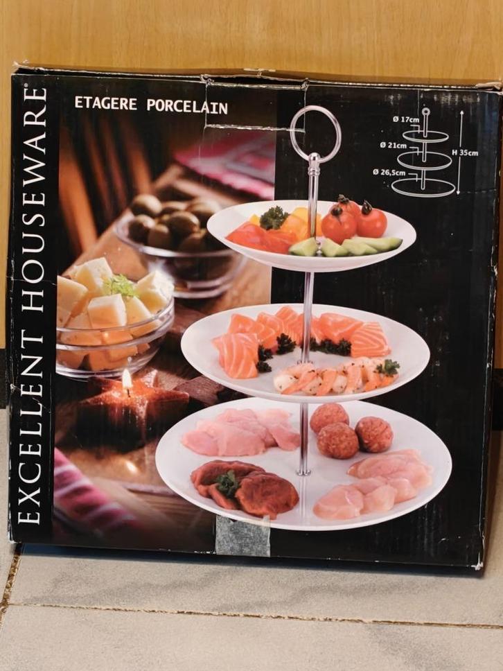 Etagere porcelain  Excellent Houseware NIEUW, Huis en Inrichting, Woonaccessoires | Etagères, Nieuw, Ophalen of Verzenden