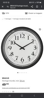 Grande horloge Ikea Bravur 59cm silencieuse, Maison & Meubles, Comme neuf, Analogique, Enlèvement, Horloge murale