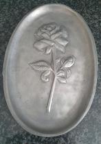 Ovalen tinnen bord met roos uit 92% tin, Antiek en Kunst, Ophalen of Verzenden