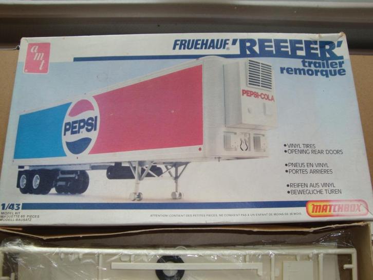 Pepsi Trailer 1/43 AMT Matchbox, Hobby en Vrije tijd, Modelbouw | Auto's en Voertuigen, Zo goed als nieuw, Truck, 1:32 tot 1:50