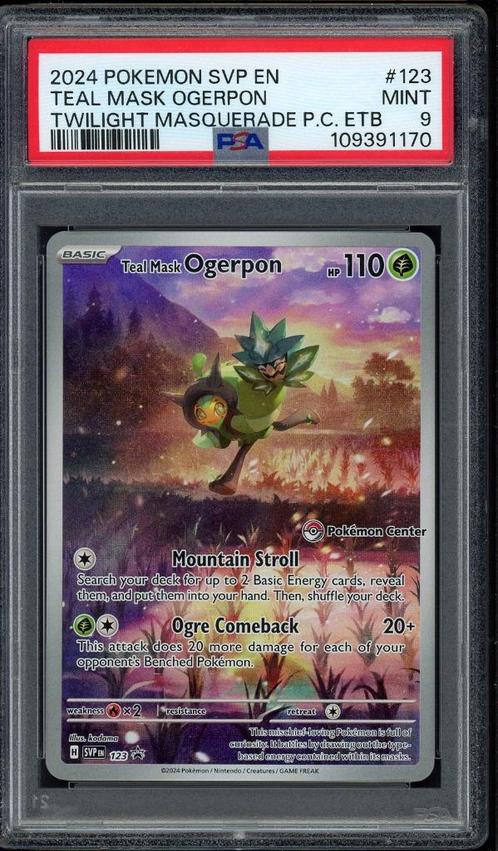 Teal Mask Ogerpon [Pokemon Center Stamp] PSA 9 - SVP123, Hobby en Vrije tijd, Verzamelkaartspellen | Pokémon, Zo goed als nieuw