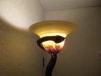 Bronzen vloerlamp met kap in glaspasta, Huis en Inrichting, Ophalen, Zo goed als nieuw, Glas