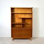 Vintage boekenkast/ highboard hoogglans noot, Bilea, Huis en Inrichting, Kasten | Boekenkasten, 100 tot 150 cm, Vintage, Ophalen of Verzenden