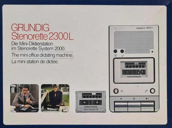 Grundig Stenorette 2300L, in originele doos, 1980, Audio, Tv en Foto, Cassettedecks, Enkel, Overige merken, Ophalen of Verzenden