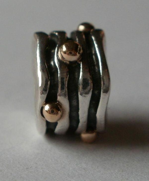 Pandora bedel wave met gouden bolletjes, Handtassen en Accessoires, Bedels, Pandora, Zilver, 1 bedel, Ophalen of Verzenden