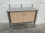 Inox kast op wielen 120 x 60 cm, zware kwaliteit, Ophalen of Verzenden, Gebruikt