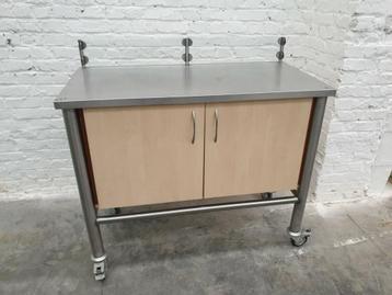 Inox kast op wielen 120 x 60 cm, zware kwaliteit, Enlèvement ou Envoi, Utilisé