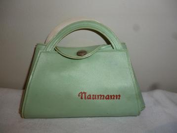 Vintage sixties tasje met naaigerief NAUMANN groen handtasje