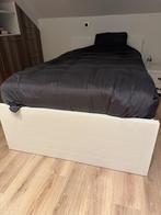 Bed twijfelaar met matras en donsdeken en nachtkastje, Ophalen, Twijfelaar