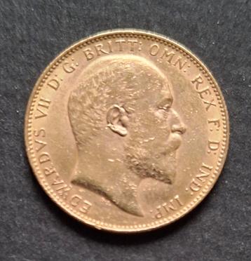 Gouden munt van de soevereine Edward VII uit 1904 beschikbaar voor biedingen