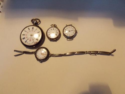 lot de 4 montres de poche en argent, Antiquités & Art, Antiquités | Argent & Or, Argent, Enlèvement ou Envoi