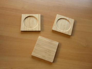 Set van 3 houten onderzetters glasonderzetters