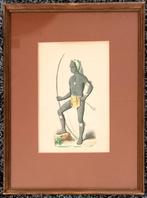 Lithografie Krijger Vanikoro Solomon Islands Pacific A67-6, Antiek en Kunst, Ophalen of Verzenden