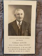 Gilbert LOUIS x Maria COLINET 1878 Froidchapelle 1951, Verzamelen, Bidprentjes en Rouwkaarten, Ophalen of Verzenden, Bidprentje
