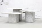 Set Carrara Marmer Tafels Salontafel Jaren Design Vintage, Maison & Meubles, Tables | Tables d'appoint, Moins de 45 cm, Autres matériaux