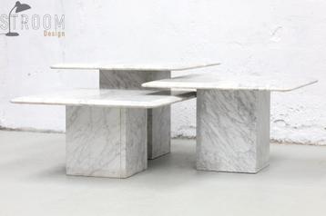 Set Carrara Marmer Tafels Salontafel Jaren Design Vintage