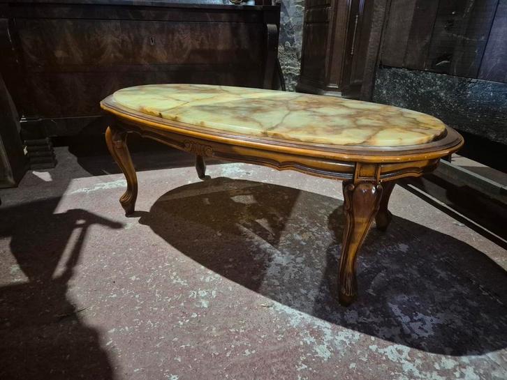 Loungetafel hout/onyx, Antiek en Kunst, Antiek | Meubels | Tafels, Ophalen